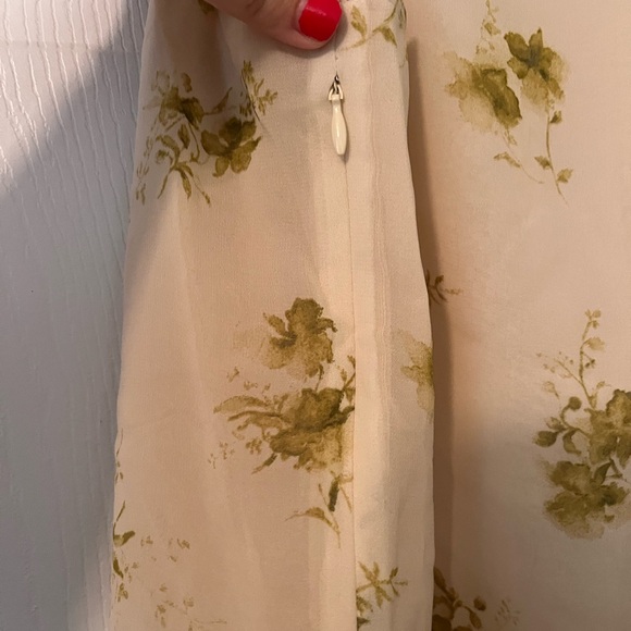 Coldwater Creek Cream Green Sleeveless Tie Front Blouse - Picture 4 of 4